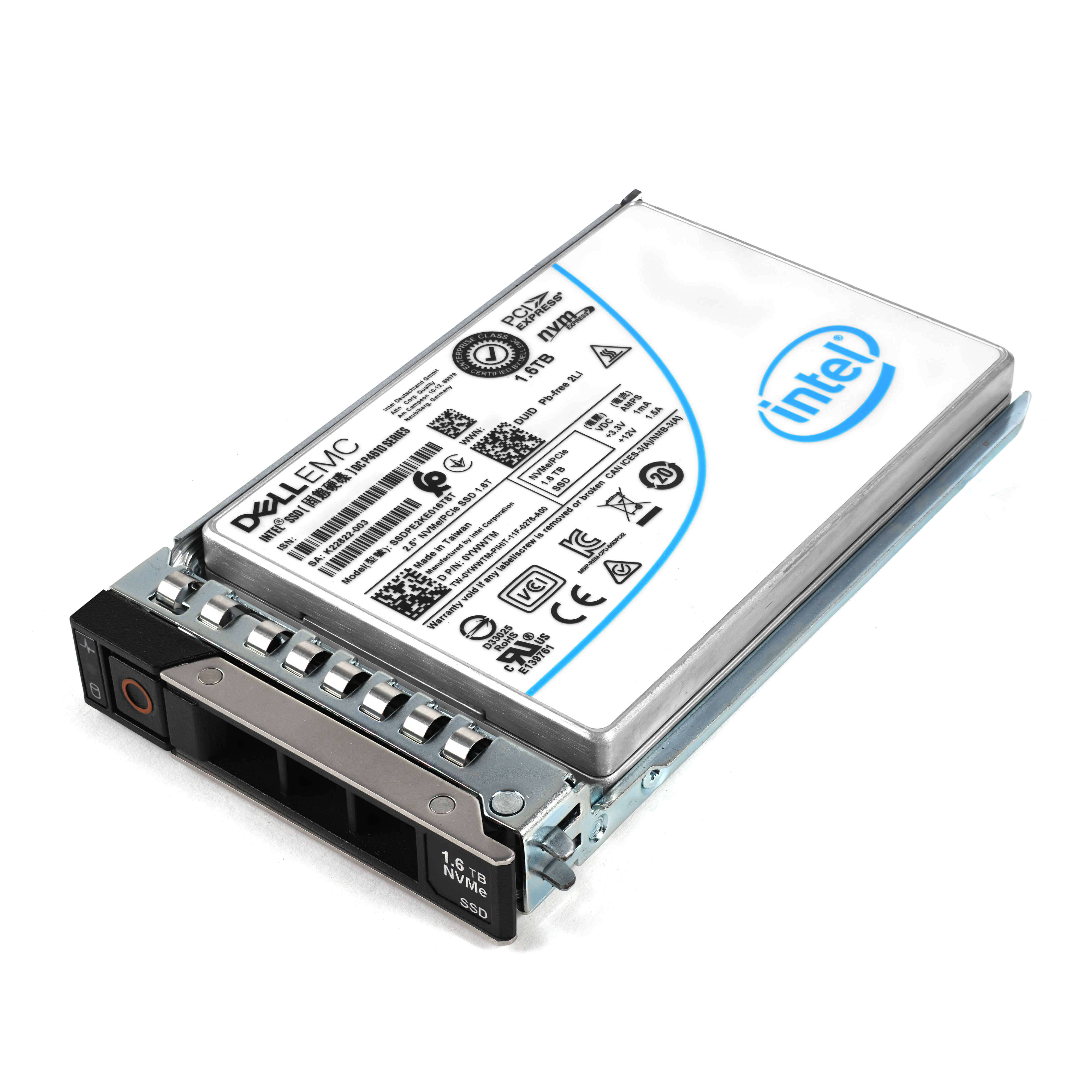 Dell YWWTM DC P4610 Series 1.6TB NVMe U.2 TLC Mixed Use 2.5'' SSD + 14 Gen Caddy